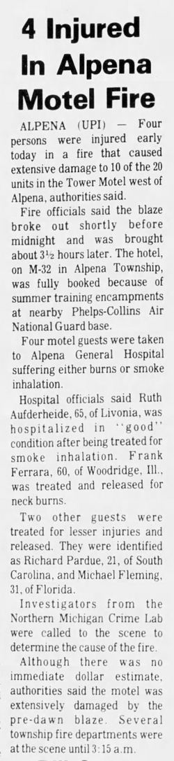 Tower Motel - Jun 14 1979 Article On Fire (newer photo)